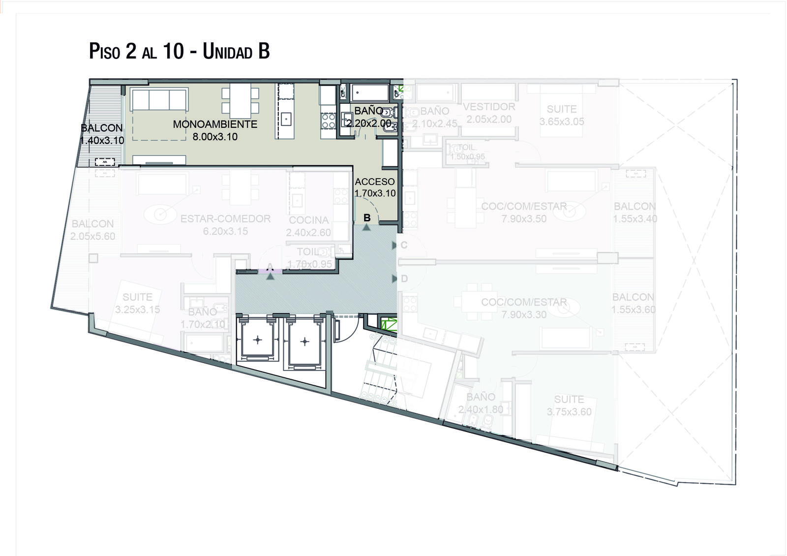 Plano Piso 2 Unidad B