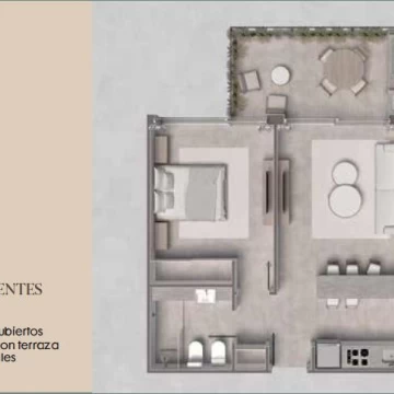 Departamento 2 ambientes c/ parrilla - Tortugas Woods