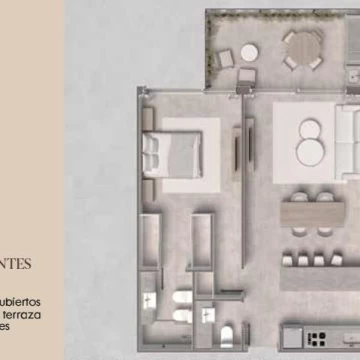 Departamento 2 ambientes Plus c/ parrilla - Tortugas Woods