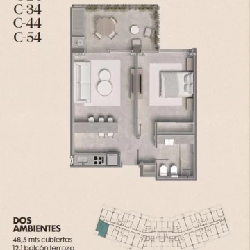 Departamento en Tortugas Woods KM 38, 5 Panamericana Ramal Pilar 