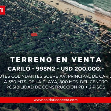 Lotes en Av principal de Cariló - A 350 mts. de la playa