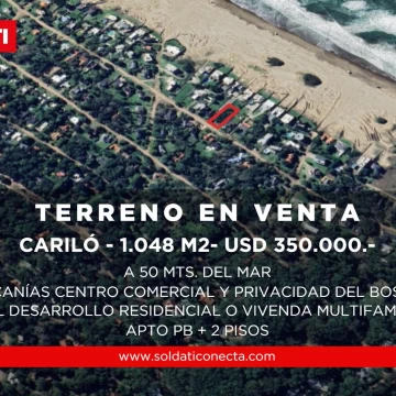 Lote de 1.048 m2 en Cariló a 50 mts. de la playa