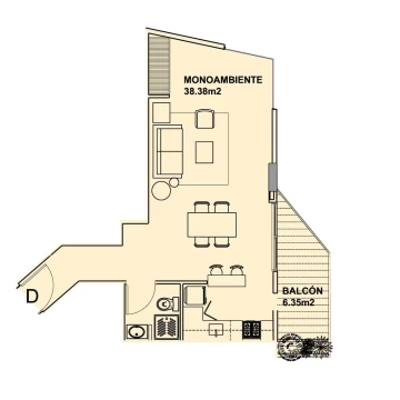 Departamento monoambiente en venta en construcción