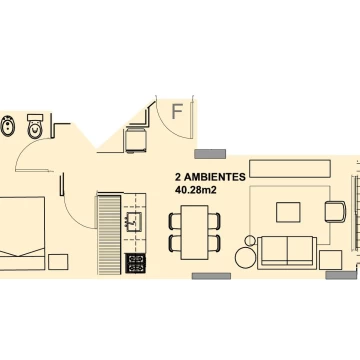 Departamento de dos ambientes en venta en construcción