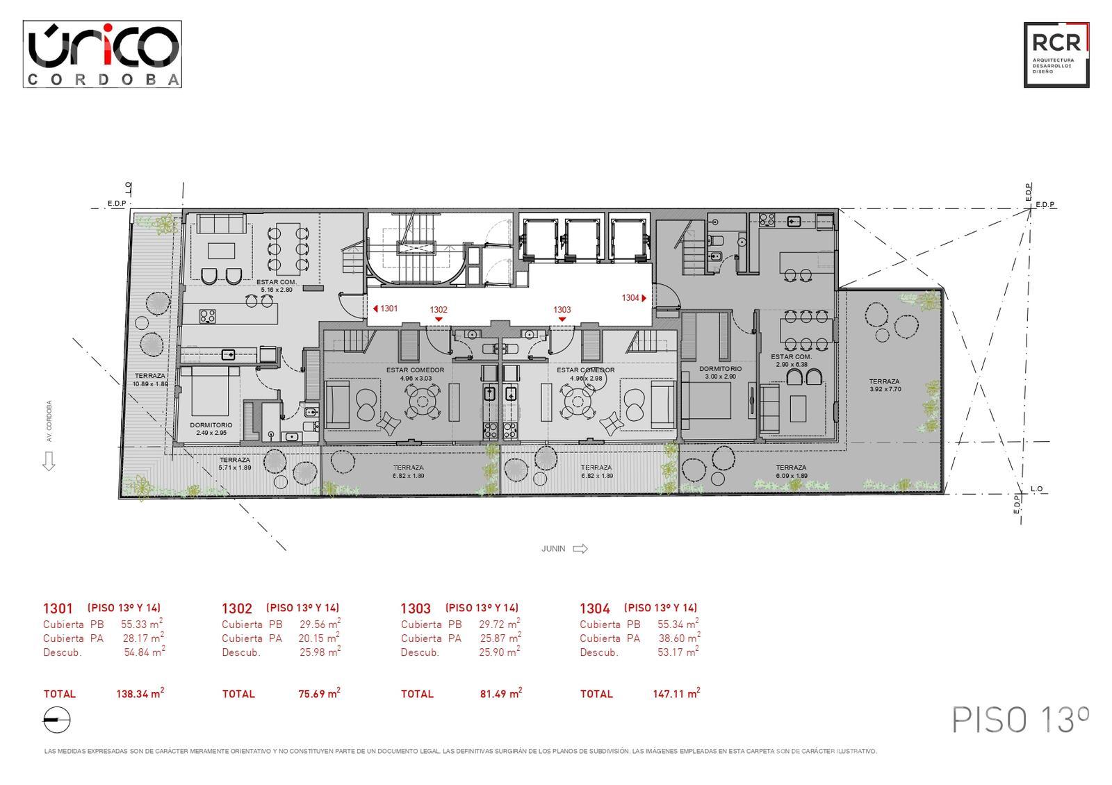 plano planta piso 13