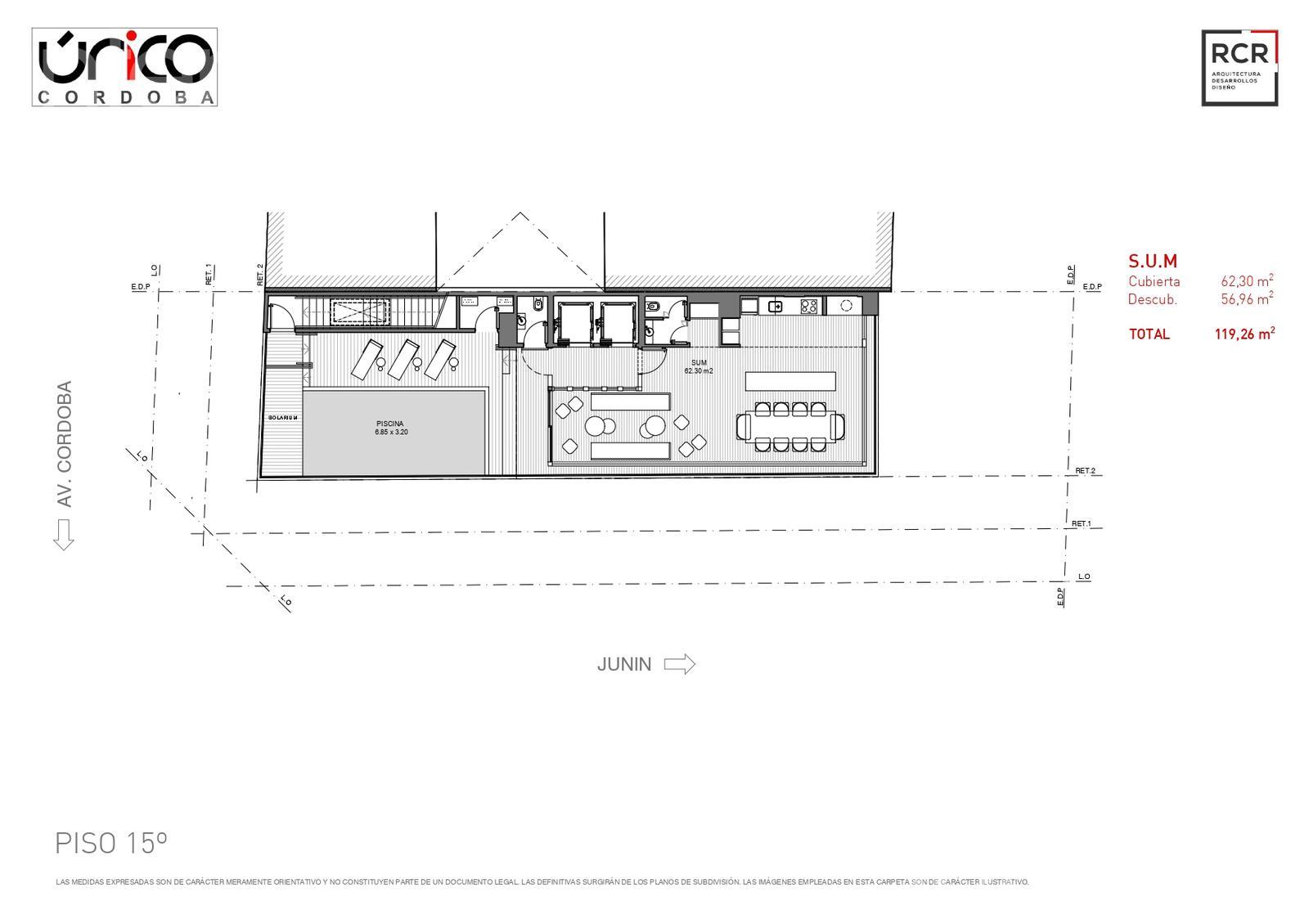 plano planta piso 15