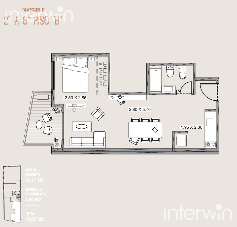plano planta piso  2 a 8  unidad B