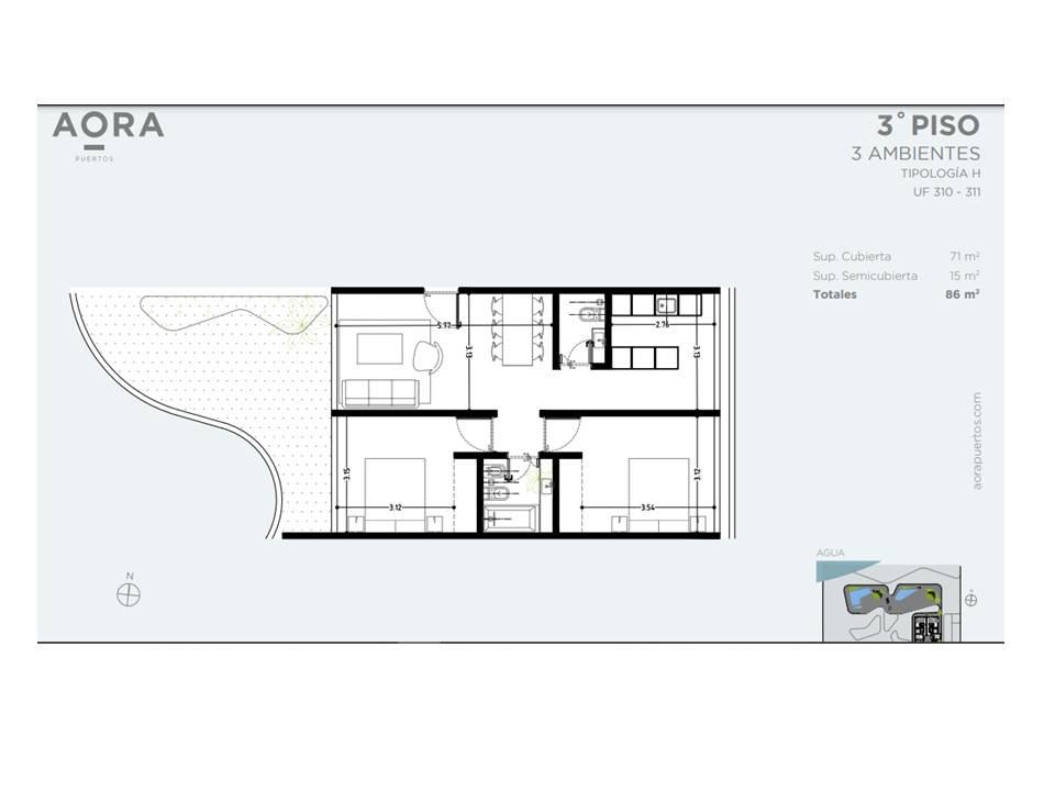 Departamento 3 Amb en Venta - Complejo Aora - Puertos del Lago - Escobar - 2