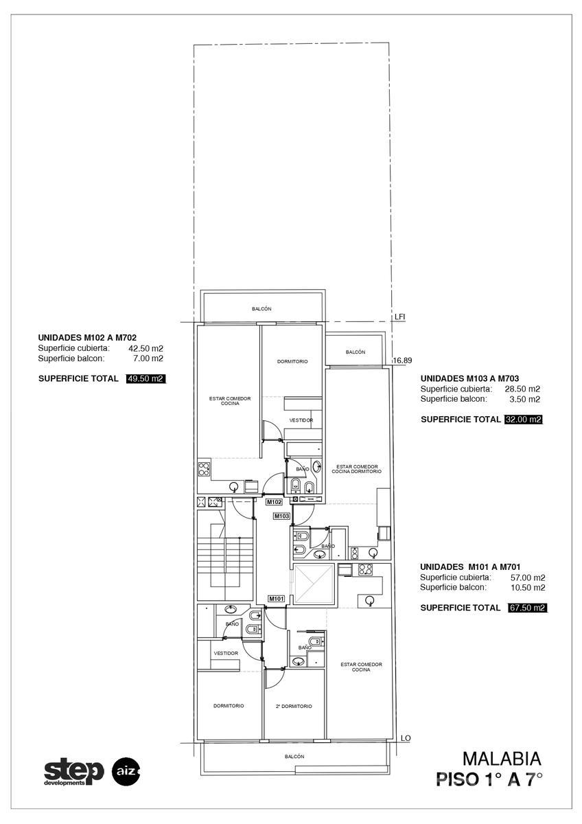 MALABIA - plano planta piso 1 a 7