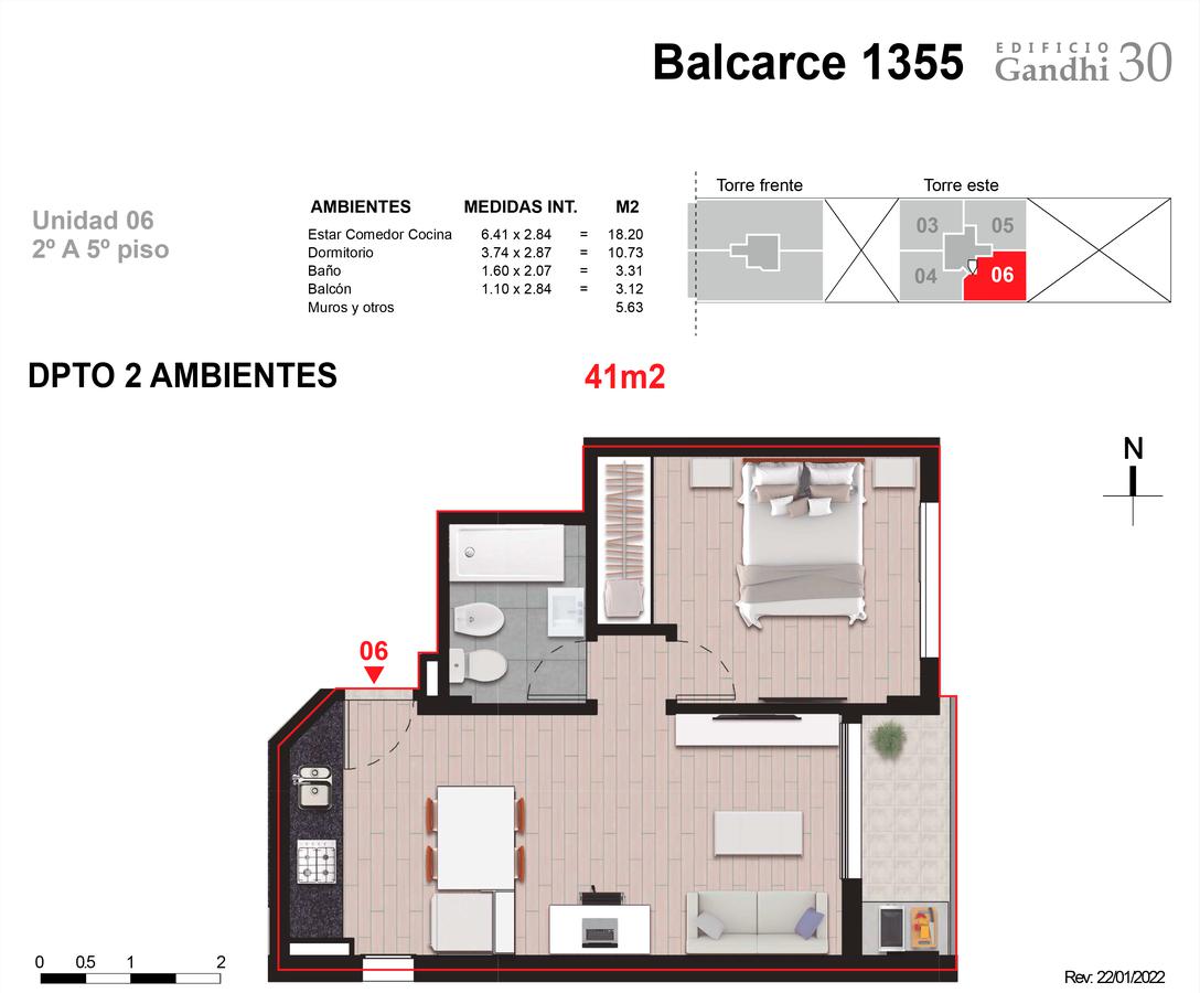 Departamento de 1 dormitorio en venta en Rosario