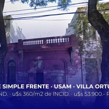 Venta Terreno . USAM . Lote simple frente . Centro de Manzana . Villa Ortúzar