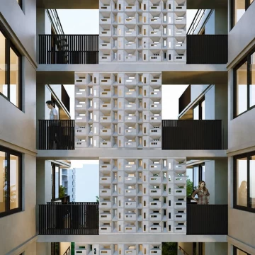 Monoambiente en construcción con balcón