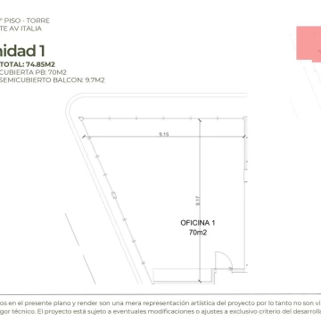 Venta en pozo oficina de 70 m2, Doral Centro Comercial, Avda Italia, Villanueva