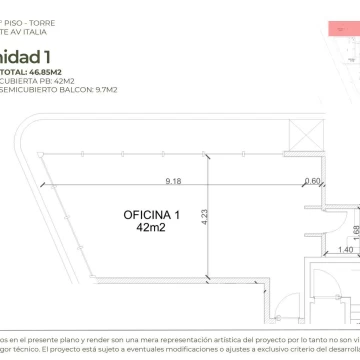 Venta en pozo oficina con balcón Doral Centro Comercial