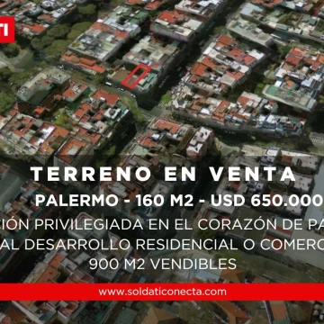 Terreno en venta con Renta - Palermo - 160 m2 - Apto desarrollo residencial 22,8m de altura