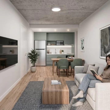 1 dormitorio interior en Pocitos