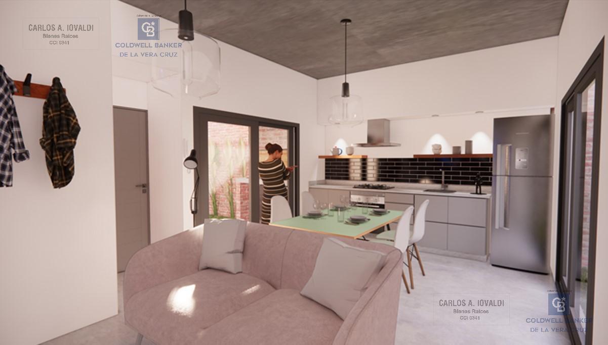Estar-comedor-cocina con puertas ventanas para expansión