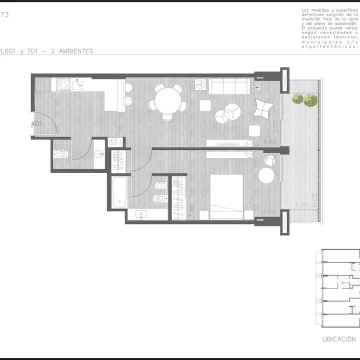 Departamento 2 ambientes en venta  - Godoy Cruz, Palermo