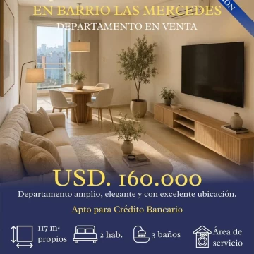 Departamento en VENTA - Tower Las Mercedes - 2 Dormitorios - 131m2 - UASD.160.000.-
