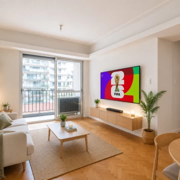 Departamento cuatro ambientes. Semi piso con balcón. Luminoso. Conectividad