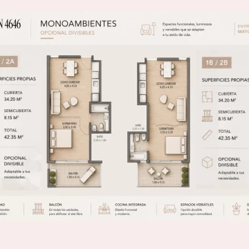 VENTA MONOAMBIENTE 42mts - DESARROLLO PAROISSIEN 4646