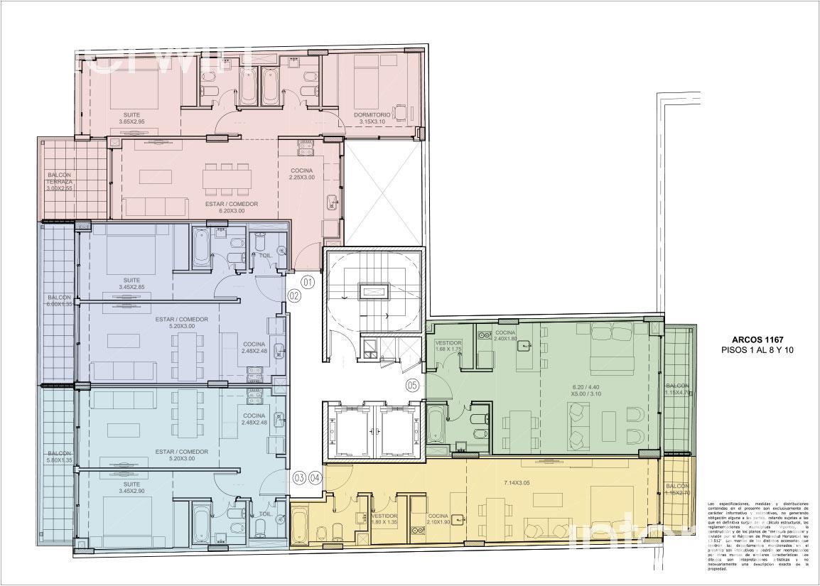 plano planta pisos 2-8 y 10