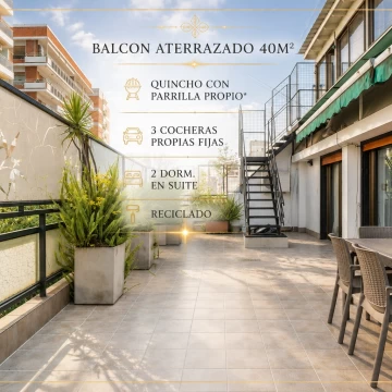 Gran balcón aterrazado. Jacuzzi· Quincho. Parrilla· 2 Master Suites.  Escritorio· 3 cocheras fijas · Piso 8. 175/215m2.