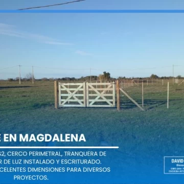VENTA – LOTE DE 431 m² EN EL PARTIDO DE MAGDALENA