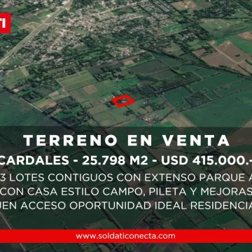 Venta de fracción 2,5 hectáreas con casa de campo, pileta, galpon, boxes y corrales en Cardales