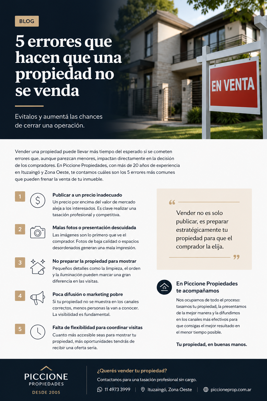 5 errores que hacen que una propiedad no se venda