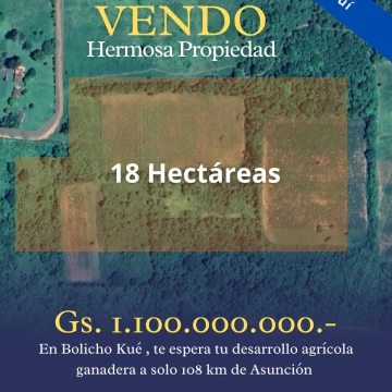 Terreno en Venta de 18 hectareas - Zona Yby Cuí - Gs. 1.100.000.000.-