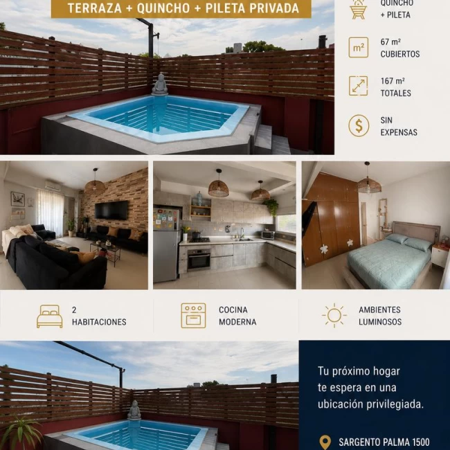 ph 3 ambientes en venta pileta quincho terraza en  villa bosch