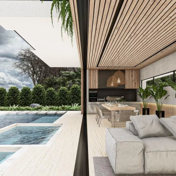 Venta Casa en construcción, 5 dormitorios, jardín, pileta climatizada, 2 cocheras en Los Puentes