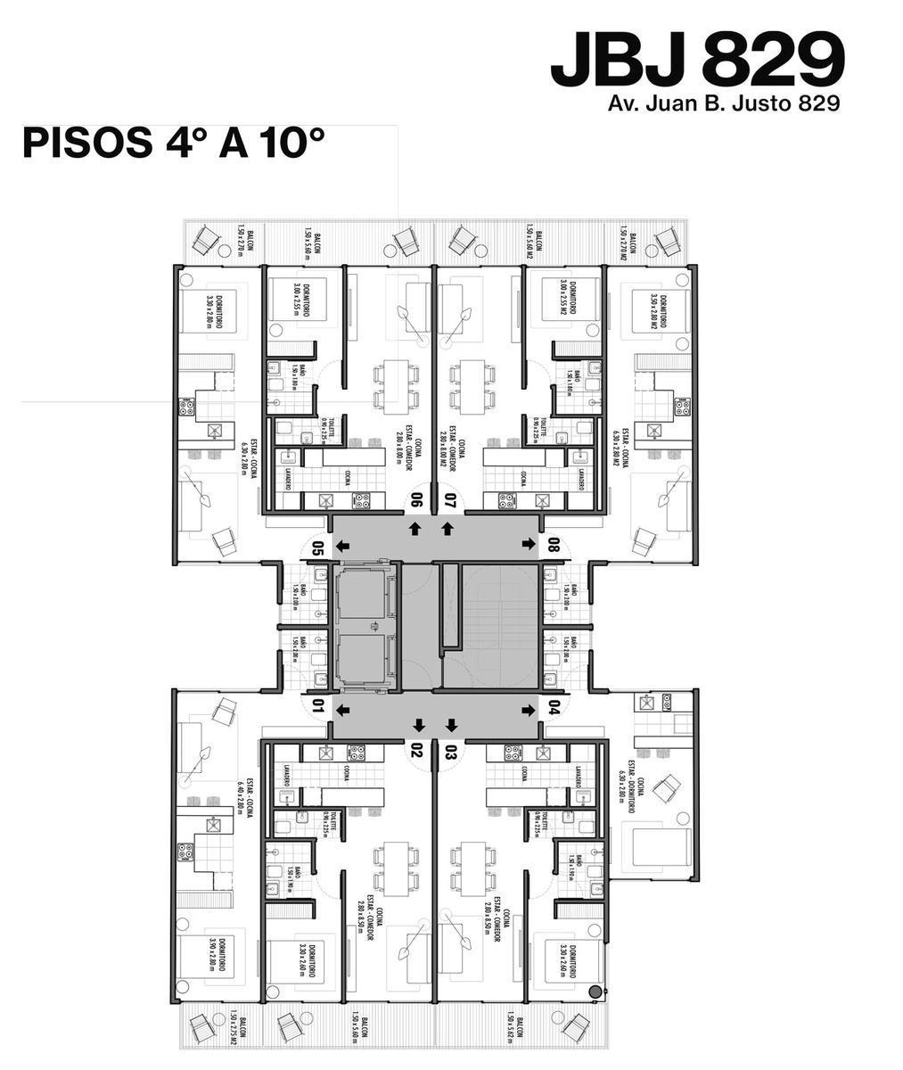 plano planta pisos 4 a 10