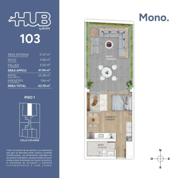 Venta Apartamento Monoambiente en Cordon