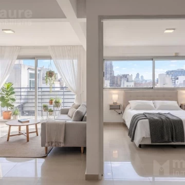 Venta departamento 2 ambientes sin división. Piso 10. Opción cochera. Villa Crespo