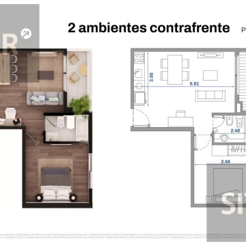 Departamento de dos ambientes en construcción en Colegiales