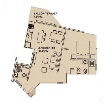 Departamento de dos ambientes en venta en construcción en Villa Urquiza