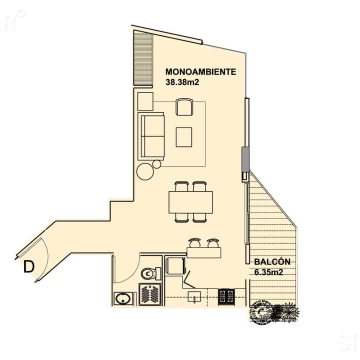 Departamento de dos ambientes en venta en construcción