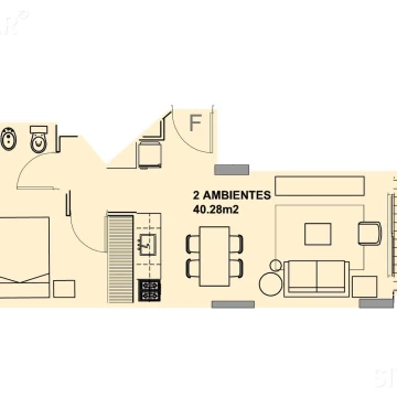 Departamento de dos ambientes en venta en construcción