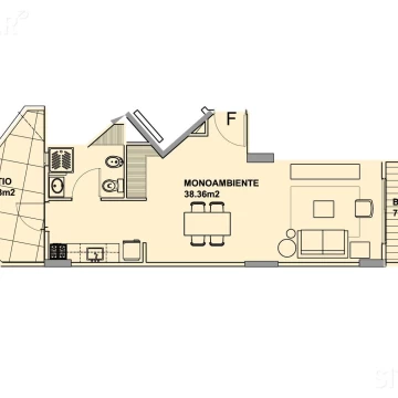 Departamento de dos ambientes en venta en construcción