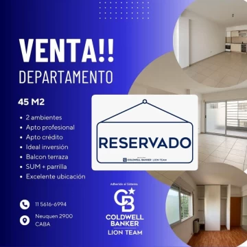 Venta Departamento 2 ambientes balcón terraza apto profesional