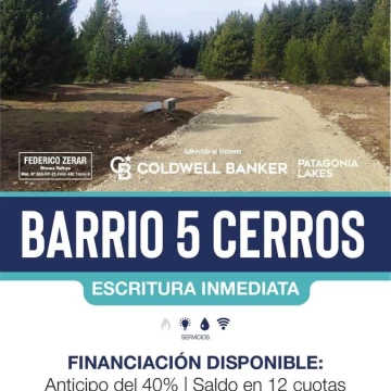 VENTA Lote UF6 - 1.144 m² en Barrio Cerrado “5 Cerros” – Antiguo Camino al Llao Llao, Bariloche