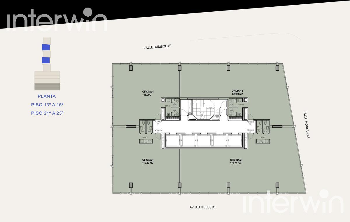 plano  planta pisos 13 a 15 - 21 a 23