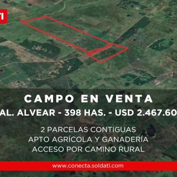 Campo mixto 2 parcelas contiguas de 398 hectáreas en Gral.Alvear