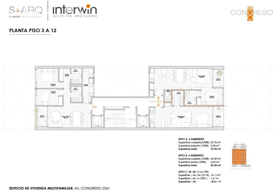 plano planta piso 3 al 12