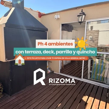 PH 4 Ambientes en venta con Terraza, Parrilla y Quincho - Sin Expensas - Villa General Mitre