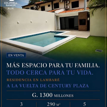 Amplia Residencia en Lambaré - Zona Century Plaza. Gs. 1.300.000.000.-