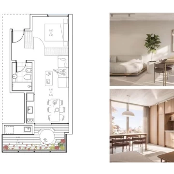 Venta Departamento 2 ambientes al frente con balcón en Nuñez