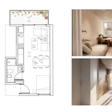 Venta Departamento 1 ambiente, balcón en Nuñez